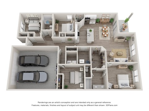 Floor plan for 4 beds, 2 baths, 1771 sqft